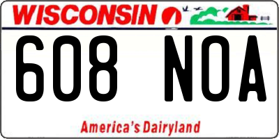 WI license plate 608NOA