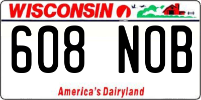 WI license plate 608NOB