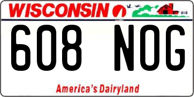 WI license plate 608NOG