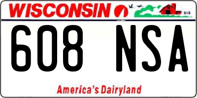 WI license plate 608NSA