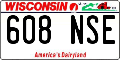 WI license plate 608NSE