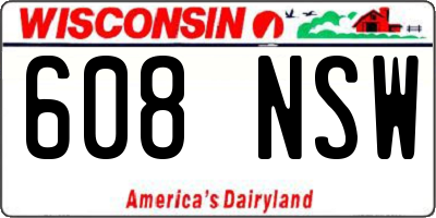 WI license plate 608NSW