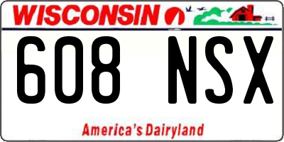 WI license plate 608NSX