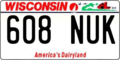 WI license plate 608NUK