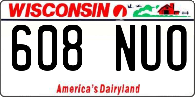 WI license plate 608NUO