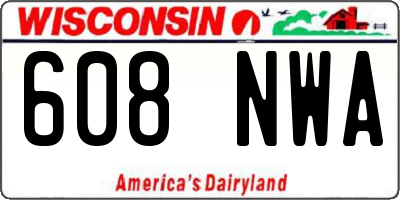 WI license plate 608NWA