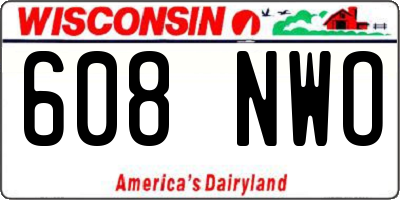 WI license plate 608NWO
