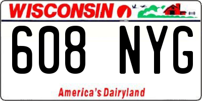 WI license plate 608NYG