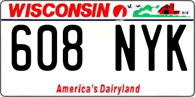 WI license plate 608NYK