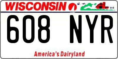WI license plate 608NYR