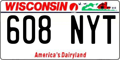 WI license plate 608NYT