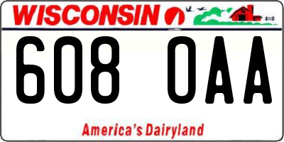 WI license plate 608OAA
