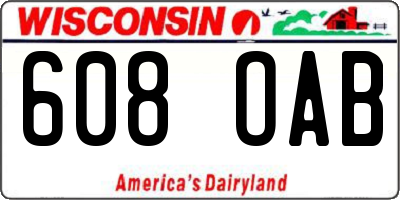 WI license plate 608OAB
