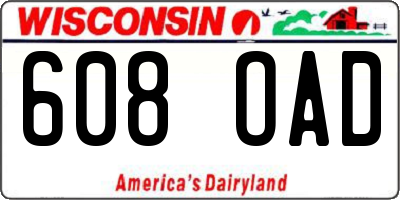 WI license plate 608OAD
