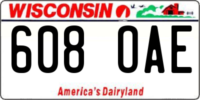 WI license plate 608OAE