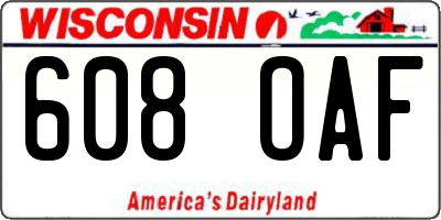 WI license plate 608OAF