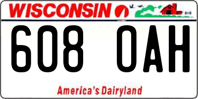 WI license plate 608OAH