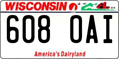 WI license plate 608OAI