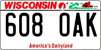 WI license plate 608OAK