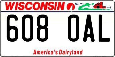 WI license plate 608OAL