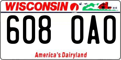 WI license plate 608OAO