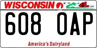 WI license plate 608OAP