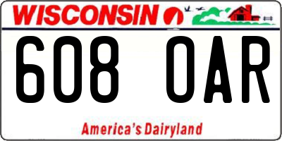 WI license plate 608OAR