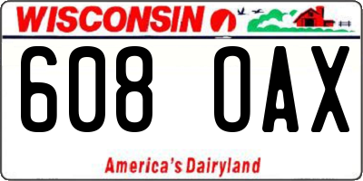 WI license plate 608OAX