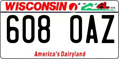 WI license plate 608OAZ