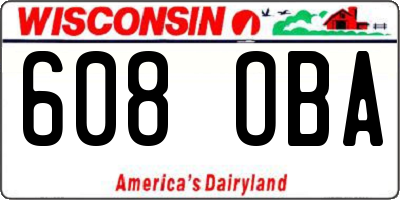 WI license plate 608OBA