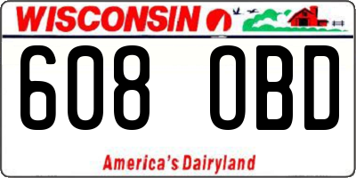 WI license plate 608OBD