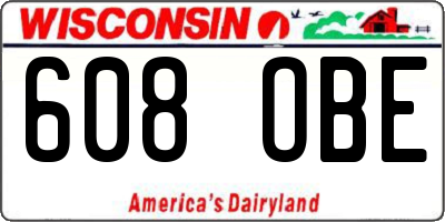 WI license plate 608OBE
