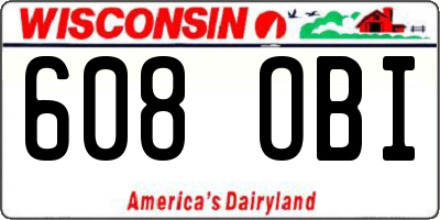 WI license plate 608OBI