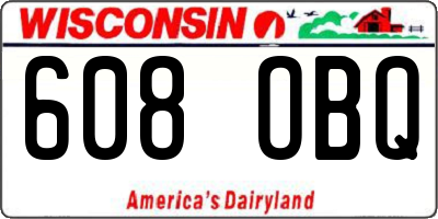 WI license plate 608OBQ