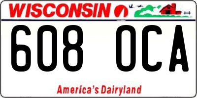 WI license plate 608OCA