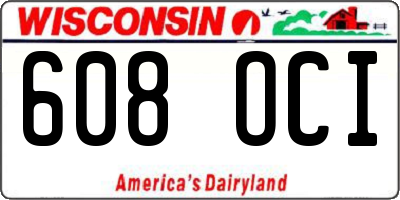 WI license plate 608OCI