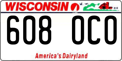 WI license plate 608OCO