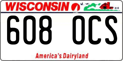 WI license plate 608OCS