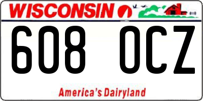 WI license plate 608OCZ