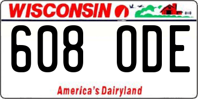 WI license plate 608ODE