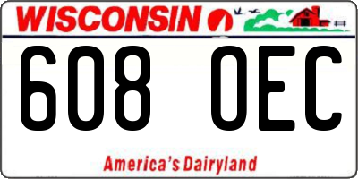 WI license plate 608OEC