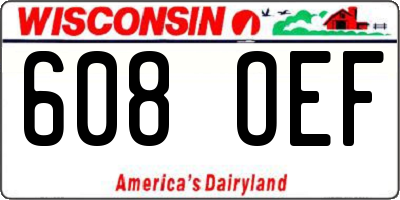 WI license plate 608OEF