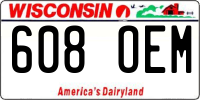 WI license plate 608OEM