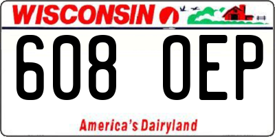 WI license plate 608OEP