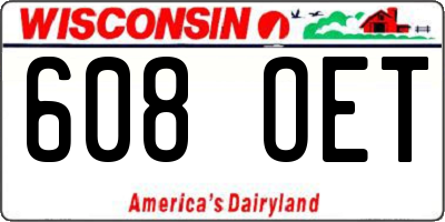 WI license plate 608OET