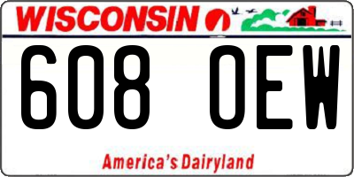 WI license plate 608OEW