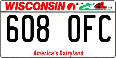 WI license plate 608OFC