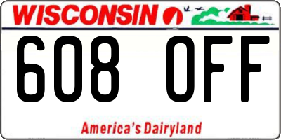 WI license plate 608OFF