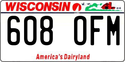 WI license plate 608OFM