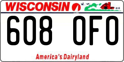 WI license plate 608OFO